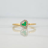 Anillo Corazon Esmeraldas 0.6pts Diamantes 0.7pts 2.1g / T6 3/4 Oro Amarillo 18K