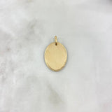 Dije Placa Ovalada 2.6gr / 2.6cm-3.1cm / Bordes Diamantados Oro Amarillo