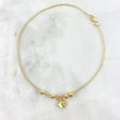 Tobillera Espiga Desplazable 2.5gr / 25.5cm / 4mm Bolas Diamantadas-Corazón-Circones Verdes Oro Amarillo