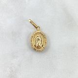 Dije Virgen de Guadalupe 1.05gr / 2.5cm / Tambor Rayado Ovalado Oro Amarillo ©