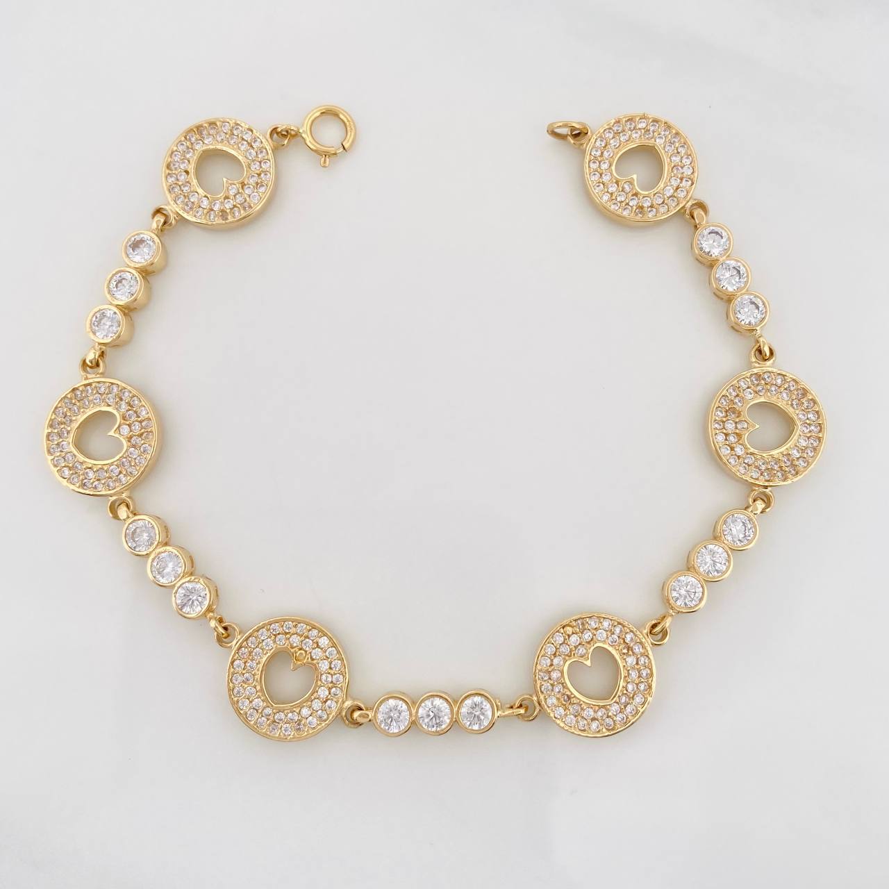 Pulso Halo Corazón 13.4g / 17.7cm / 4mm Oro Amarillo 18K