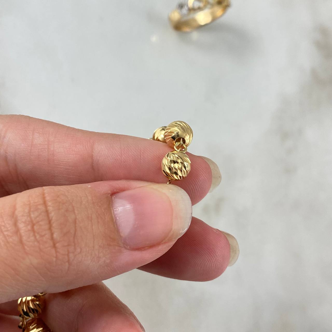 Pulso Tipo Militar 6.3gr / 18.5cm / 6mm Bolas Diamantadas Oro Amarillo (Oferta)