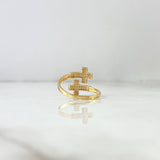 Anillo Abrazo Cruz 2.5gr / T8 3/4 / Circones Blancos Oro Amarillo