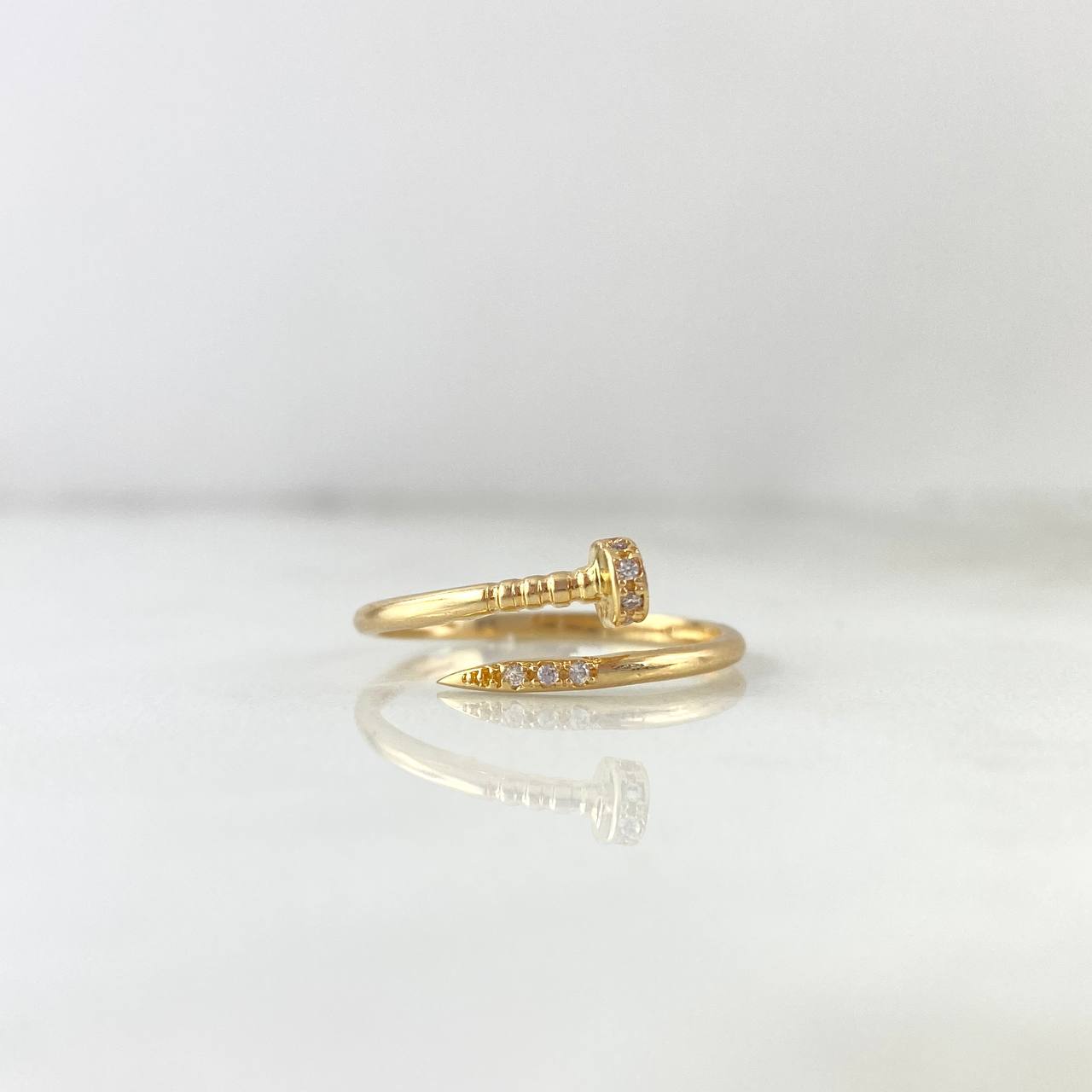 Anillo Clavo 1.85gr / T7 3/4 / Circones Blancos Oro Amarillo