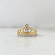 Anillo Corona Corazon 15s 3.3gr / T8 1/2 / Circones Blancos Dos Oros Amarillo Blanco
