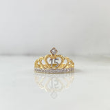 Anillo Corona Corazon 15s 3.3gr / T8 1/2 / Circones Blancos Dos Oros Amarillo Blanco