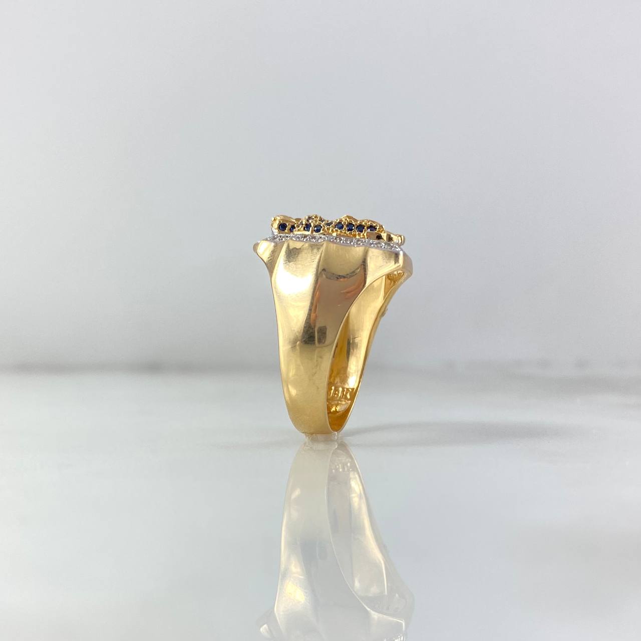 Anillo Virgen Guadalupe 8.1gr / T10 3/4 / Circones Blancos Azules Fucsia Oro Amarillo 18K