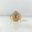 Anillo Silueta Virgen Guadalupe 7.05gr / T8 1/4 / Circones Blancos Fucsias Azules Dos Oros Amarillo Blanco