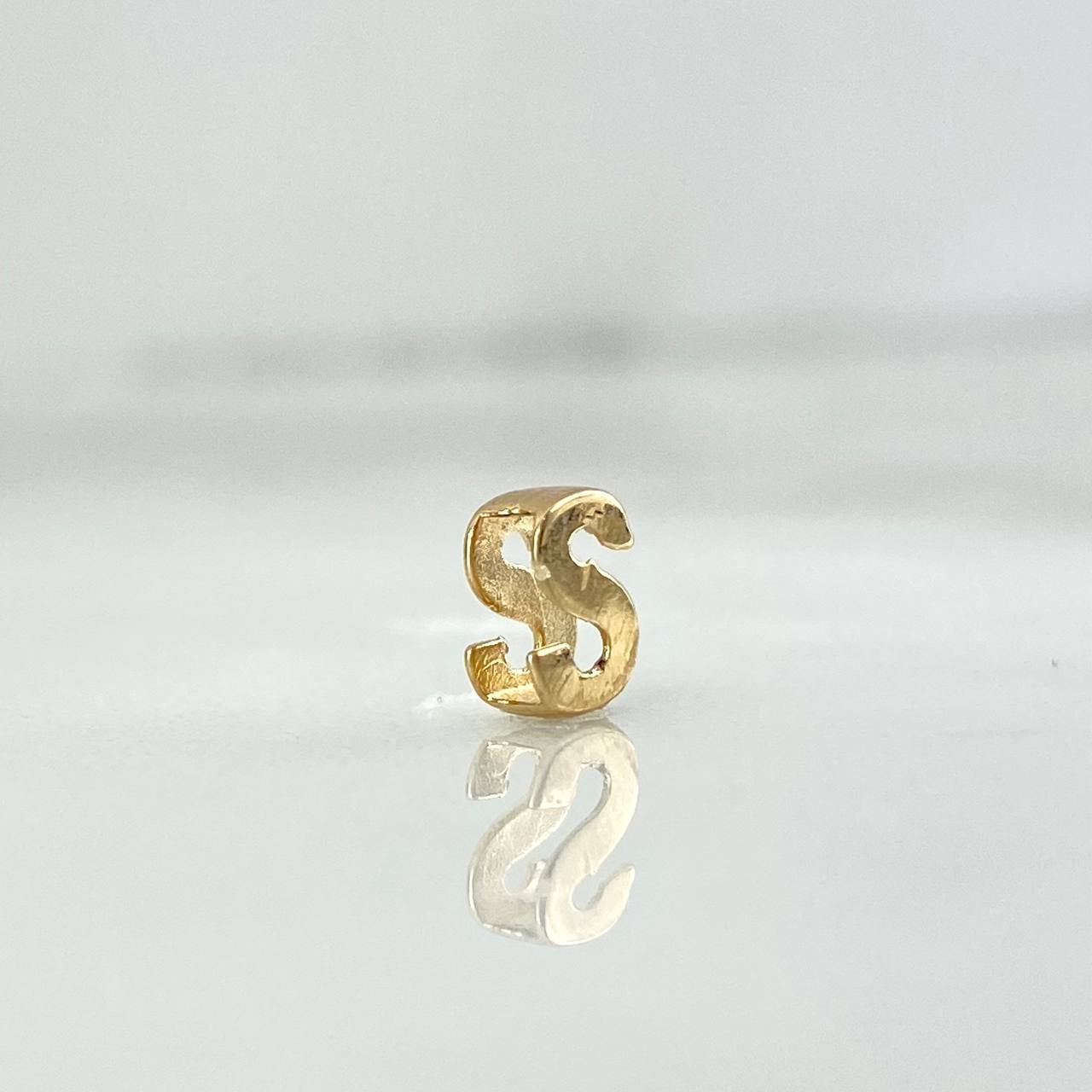 Herraje Letra S 0.3gr / 6mm/ Tambor Oro Amarillo 18K ©