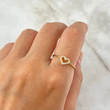 Anillo Silueta Corazon 1.1gr / T4 1/4 / Circones Blancos Oro Amarillo