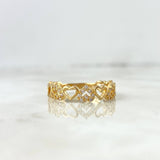 Anillo Corazones 2gr / T5 1/4 / Circones blancos Oro Amarillo