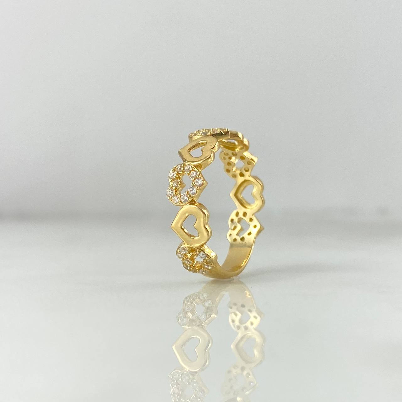 Anillo Corazones 2.2gr / T5 3/4 / Circones blancos Oro Amarillo