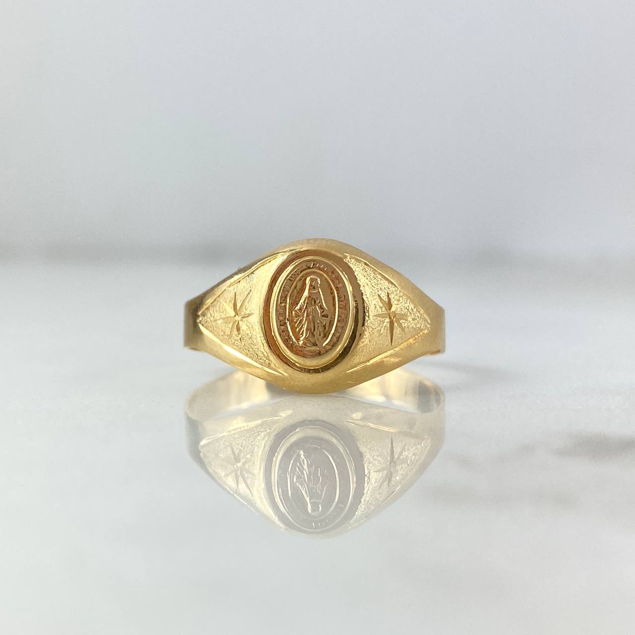 Anillo Sello Virgen Milagrosa 1.75gr / T4 1/4 / Estrellas Oro Amarillo