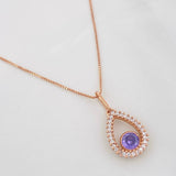 Set Cadena Veneciana + Dije Gota Halo / 2.25g / 45cm Oro Rosa 18K