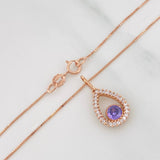 Set Cadena Veneciana + Dije Gota Halo / 2.25g / 45cm Oro Rosa 18K