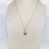 Set Cadena Veneciana + Dije Gota Halo / 2.25g / 45cm Oro Rosa 18K