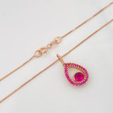 Set Cadena Veneciana + Dije Gota Halo / 2.15g / 45cm Oro Rosa 18K