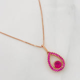 Set Cadena Veneciana + Dije Gota Halo / 2.15g / 45cm Oro Rosa 18K