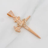 Dije Cruz Clavo 8.45g / 6cm Dos Oros Blanco Rosa 18K