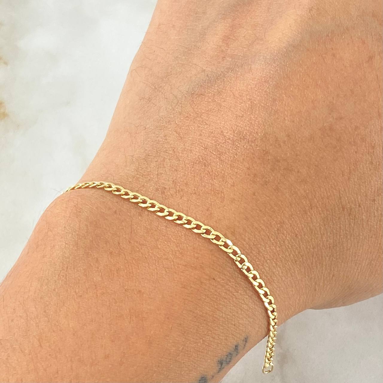 Pulso Cubano 1gr / 19cm / +1 Oro 18K *