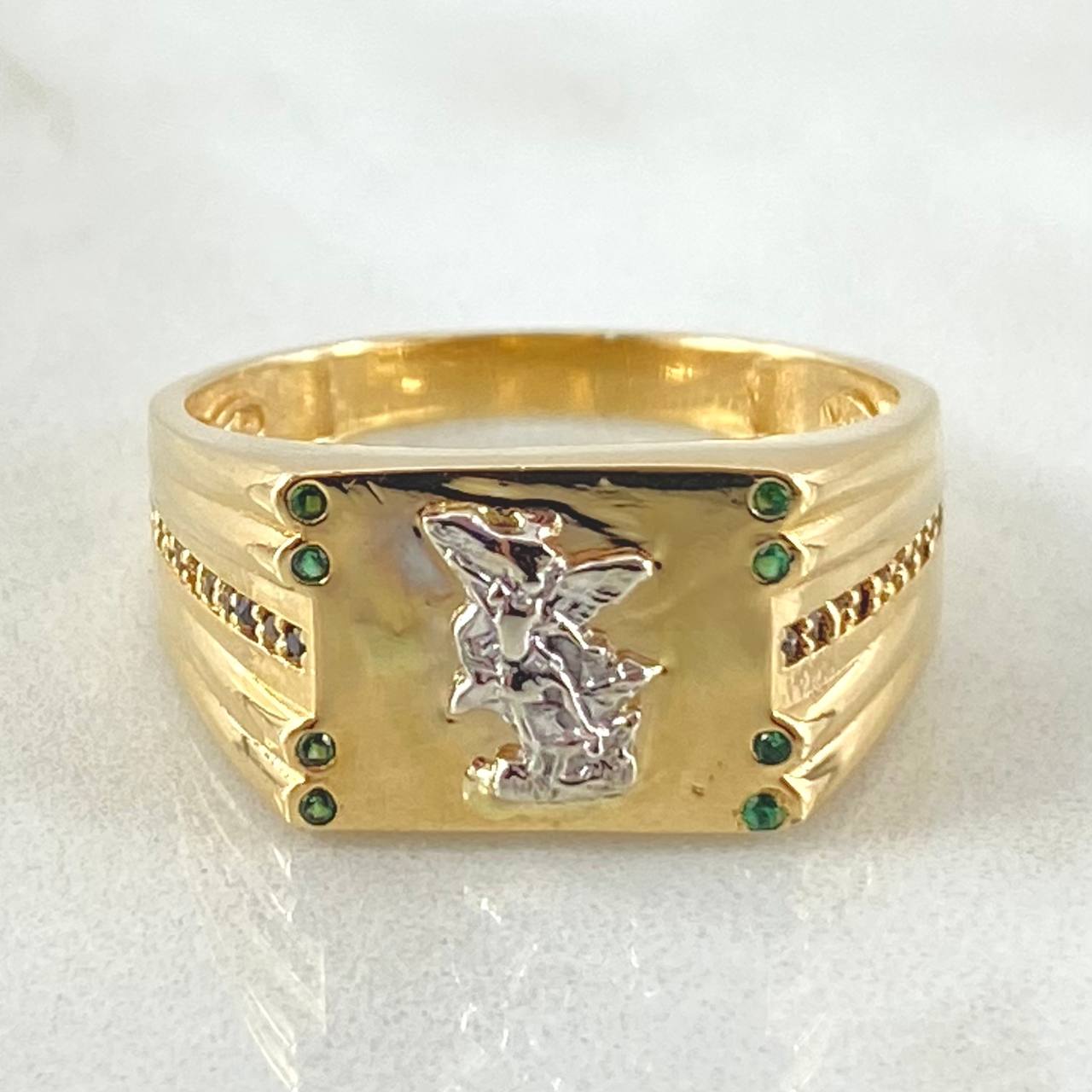 Anillo Sello Bifurcado 5.4gr / T10 1/4 / Oro 18K *