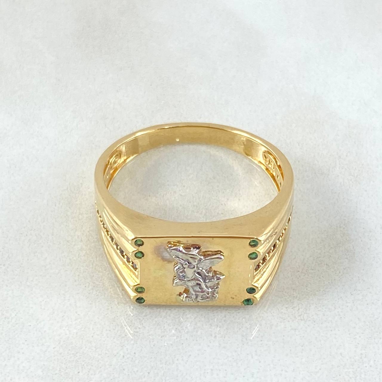 Anillo Sello Bifurcado 5.4gr / T10 1/4 / Oro 18K *