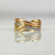 Anillo Rustico Curvas Cruzadas 5.1gr T6 1/4 Circonces Blancos Liso Tres Oros