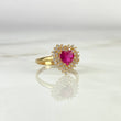 Anillo Corazon 3.45gr T7 Circon Fucsia Circones Blancos Oro Amarillo