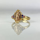Anillo Virgen de Guadalupe 2.3gr T6 1/4 Circones Pastel Dos Oros Amarillo Rosa