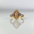 Anillo Virgen de Guadalupe 2.3gr T6 1/4 Circones Pastel Dos Oros Amarillo Rosa