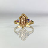Anillo Virgen de Guadalupe 2.3gr T6 1/4 Circones Pastel Dos Oros Amarillo Rosa