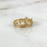 Anillo Corona Mariposa 15s 2.75gr T6 Circones Blancos Oro Amarillo