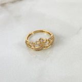 Anillo Corona Mariposa 15s 2.75gr T6 Circones Blancos Oro Amarillo