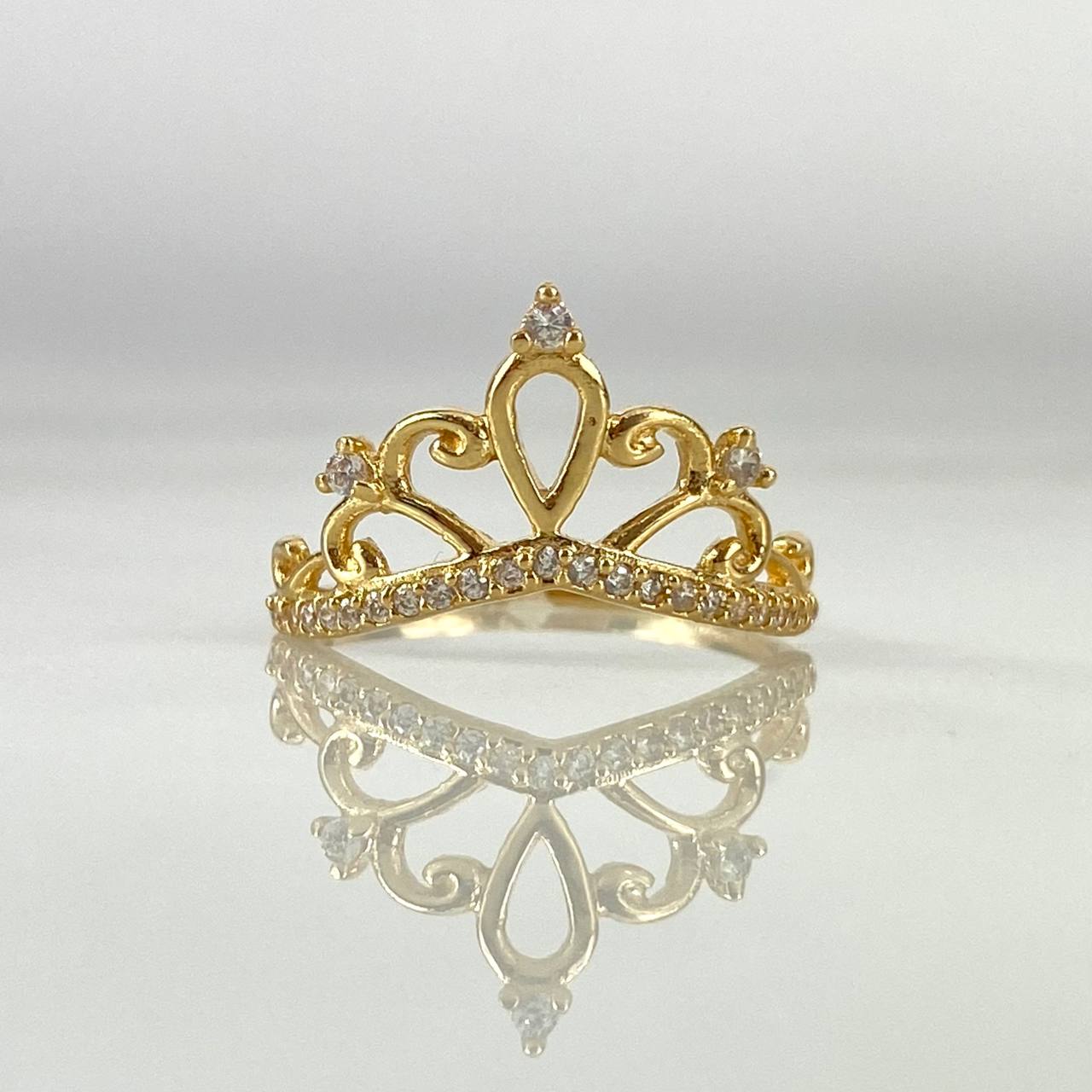 Anillo Corona 1.7gr T6 1/2 Circones Blancos Oro Amarillo