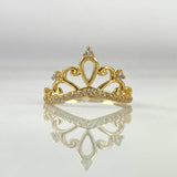 Anillo Corona 1.7gr T6 1/2 Circones Blancos Oro Amarillo