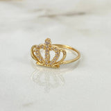 Anillo Corona Real 15s 1.35gr T6 1/2 Circones Blancos Oro Amarillo