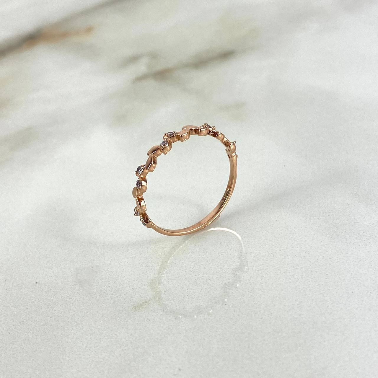 Anillo Laurel 1.2gr T7 Circones Blancos Oro Rosa