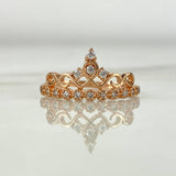 Anillo Corona 15s 1.75gr T7 3/4 Circones Blancos Oro rosa