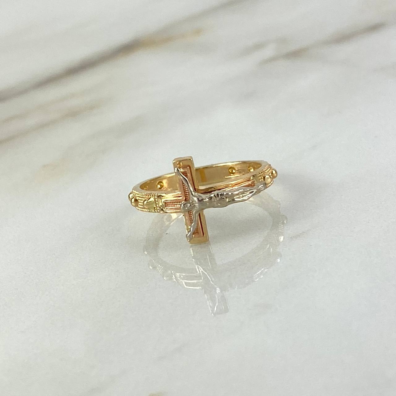 Anillo Cruz Cristo 3.15gr T6 1/4 Tres Oros
