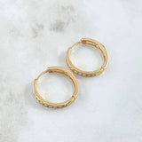 Candongas Carril 4.35gr / 2cm / Circones Blancos Oro Amarillo 18K