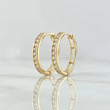 Candongas Carril 4.35gr / 2cm / Circones Blancos Oro Amarillo 18K