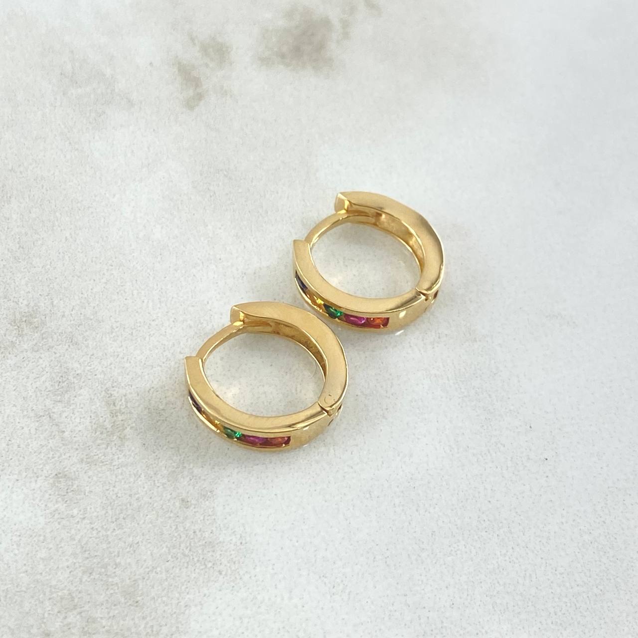 Candongas Carril 3.15gr / 1.3cm / Circones Colores Oro Amarillo 18K