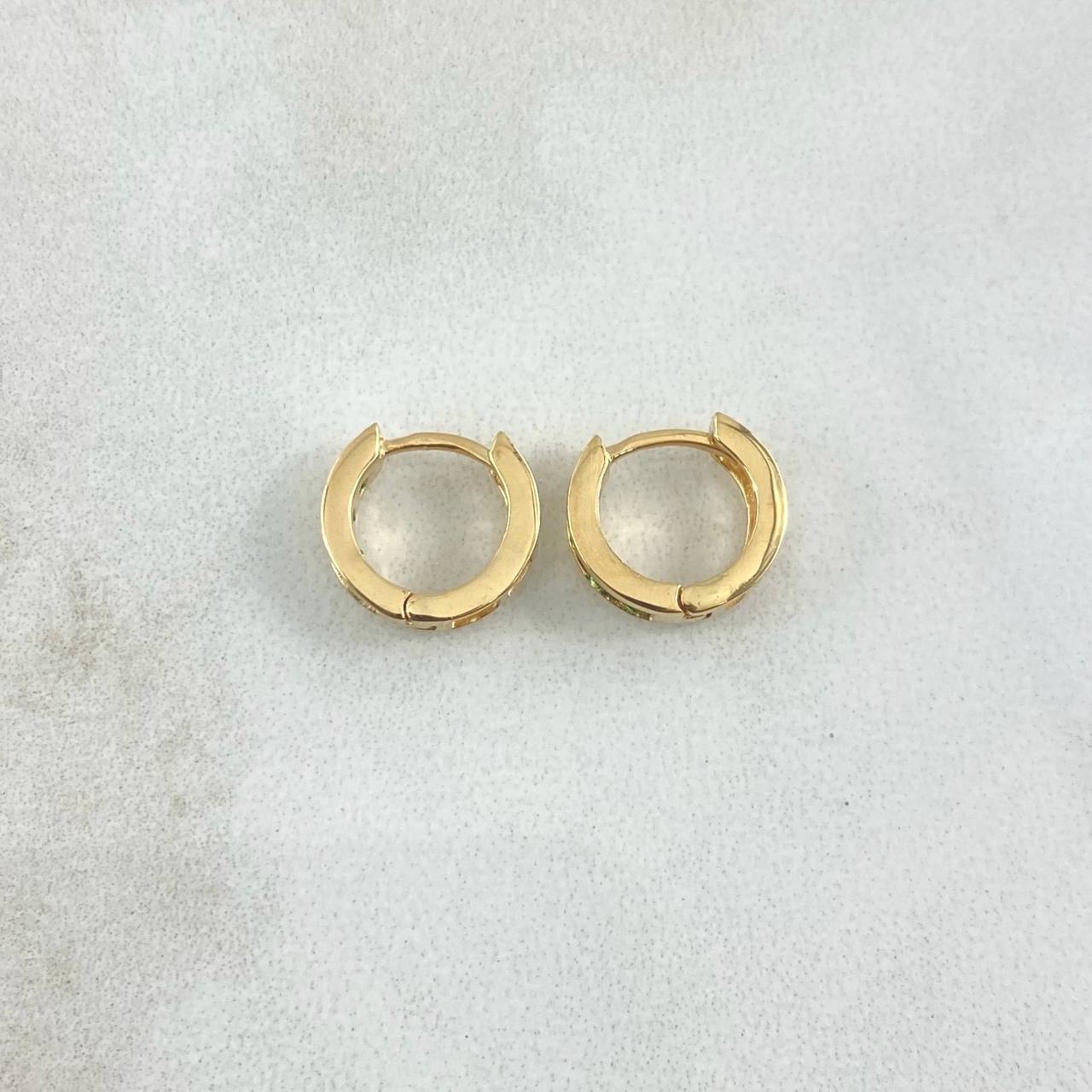 Candongas Carril Basteado 1.85gr / 1cm / Circones Verdes Oro Amarillo 18K