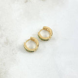 Candongas Carril Basteado 1.85gr / 1cm / Circones Verdes Oro Amarillo 18K