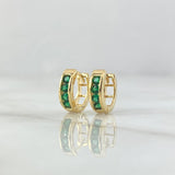 Candongas Carril Basteado 1.85gr / 1cm / Circones Verdes Oro Amarillo 18K