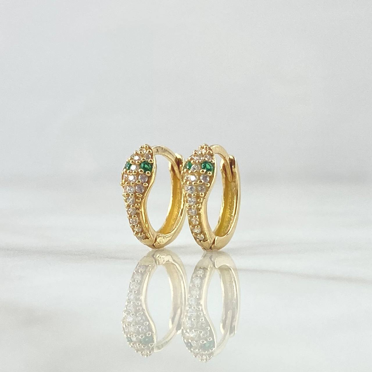 Candongas Serpiente 2gr / 1.2cm / Circones Blancos Verde Oro Amarillo 18K