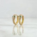 Candongas Serpiente 2gr / 1.2cm / Circones Blancos Verde Oro Amarillo 18K