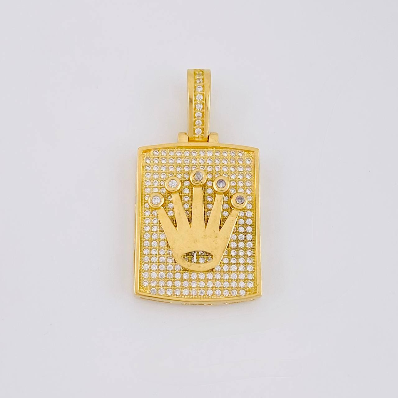 Dije Placa Rectangular Corona 7.75g / 3.4cm Oro Amarillo 18K