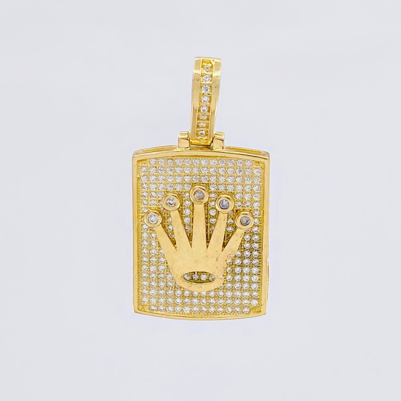 Dije Placa Rectangular Corona 7.75g / 3.4cm Oro Amarillo 18K