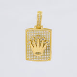 Dije Placa Rectangular Corona 7.75g / 3.4cm Oro Amarillo 18K